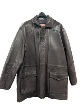 Men's Dark Brown Leather Jacket Bod & Christensen Couture Size L Made In Canada